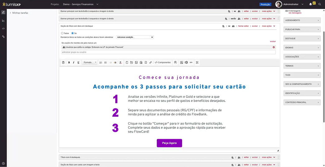 Profissional analisando dashboards de performance e resultados de testes A/B em um celular, onde a otimização ocorre em tempo real.